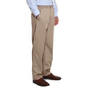 Pembrook Men's Adaptive Pants for Seniors - Elastic Waist with Zipper and Button | Senior Tan Pants, L