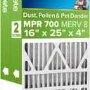 Filtrete 16x25x4 AC Furnace Air Filter, MPR 700, MERV 8, Fits Lennox & Honeywell Device, Capture Dust, Pollen & Pet Dander, Electrostatic Air Cleaning Filter, 2-Pack (actual size 15.88x24.56x4.31 in)