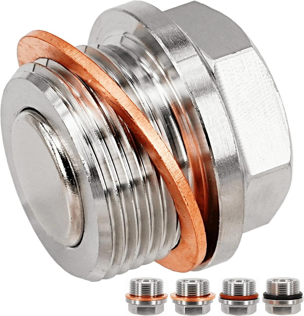 1 Pc M24x1.5 Stainless Steel Transmission/Front Differential Magnetic Oil Drain Plug Fit for 08-20 Lexus GX460 LX570; Toyota 4Runner FJ Cruiser Land Cruiser Tacoma Tundra Replace 90341-24014