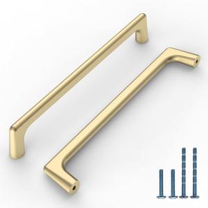 10 Pack Gold Cabinet Pulls - 6.25 Inch Brushed Gold Kitchen Handles for Cabinets & Cupboards