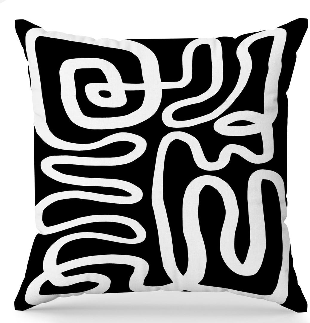 Black and White Striped Pillow Covers 22x22 Black and White Accent Abstract Pillow Covers for Couch Bedroom