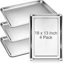 Ceenna 4 Pack Half Sheet Pan 18 x 13 Inch Baking Cookie Sheet Extra Large Nonstick Pan Roasting Steel Tray Commercial Quality Pans for Oven Restaurant Kitchen