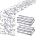 Mixweer 10 Pieces Metallic Table Runner 11 x 110 Inches Sequin Table Runners for Thin Mesh Decorations Party Wedding Birthday Bridal Shower Event(Silver)