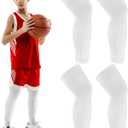 2 Pairs Kid Leg Sleeve Full Leg Compression Sleeves UV for Men Adult Youth Boy Girl Basketball Football Running(Medium,White)