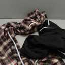 2 Pcs Post Surgery Tearaway Pants for Men Women Unisex 2 Side Zippers off Full Open Lightweight Sweatpants (Black, Red Checks), XL