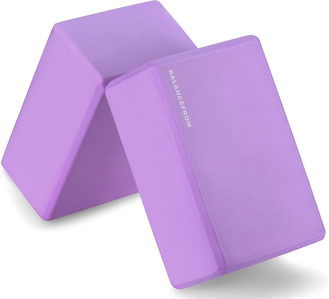 Fitvids Set of 2 High Density Yoga Blocks, 9"x6"x4" Each, Pair, Multiple Colors (Purple)