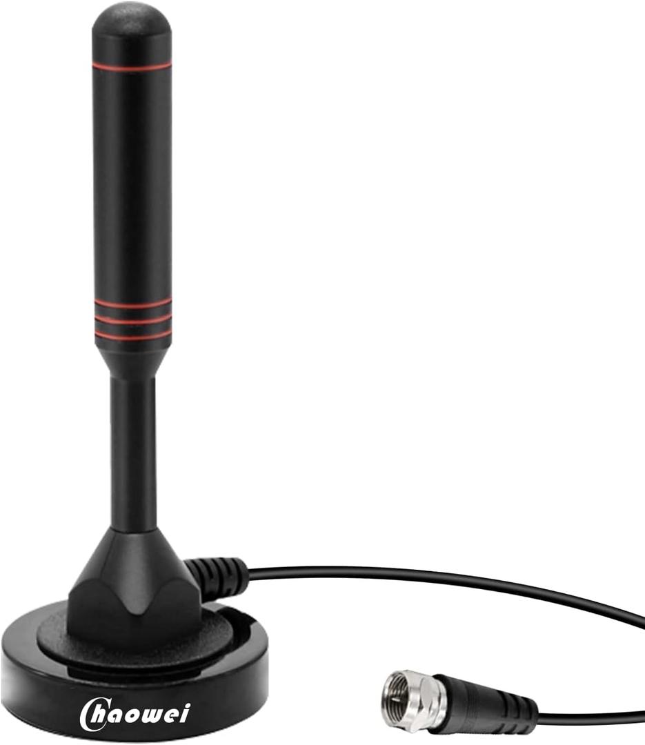 Chaowei Digital TV Antenna-DVB66 Portable Indoor Outdoor TV Antenna with Magnetic Base,16.5ft Long Cable,Omnidirectional Receiving-Support 4K 1080P TV