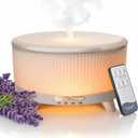 500ML Large Capacity Essential Oil Diffuser, Ultrasonic Aromatherapy Diffuser with 7 Color LED Lights with Remote Control, Cool Mist Humidifier, Timed Mist, Auto Shut-Off (Minimalist White)