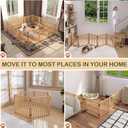 Wooden Freestanding Pet Gate Indoor, Nature Wood Dog Gates for Doorways, No-Painted Pet Fence for Stairs, 23" Height-6 Panels
