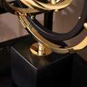 Homary Modern Abstract Art Decoration Metal Globe Ornament Sculpture Decor with Rectangle Stand Black & Gold