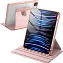 JETech Rotating Case for iPad Pro 11-Inch 2022/2021(4th/3rd gen) with Pencil Holder, 360 Degree Rotation Protective Stand Cover Clear Back, Auto Wake/Sleep (Rose Gold)