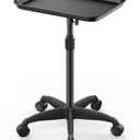 Rolling Salon Tray on Wheels - Adjustable Height 25"-37" Tattoo Tray, Premium Aluminum Easy Assembly Salon Trolley Cart for Clinic Spa Tattoo Studio Elderly Care Home Use(37inch) - Black