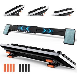 HONKID Computer Keyboard Stand, Adjustable Keyboard Riser for Flat-Back Keyboards only and Retractable Holder for Apple Magic Keyboard, Ergonomic Desk Accessory (Black)