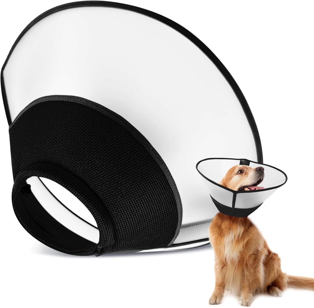 Upgraded Dog Cone Collar After Surgery, Soft Breathable Pet Recovery Collar with Double-Layer Design and Support Plate, Adjustable Dog Cone Collar for Large Medium Dogs, Elizabethan CollarBlackXXL (XXLNeck17.32-20.08)