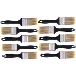 10 Pieces 2 Inch Paint Brush,Flat Paint Brushes Professional Paint Tools with Treated Plastic Handle for DIY Paint,Furniture,Fences,Deck,and Wall Trim (Black 10 Pack)