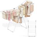 APEXCHASER Clothes Drying Rack, Oversized Drying Rack Clothing with Height-Adjustable, Foldable Gullwings Metal Laundry Rack, Indoor Outdoor Use, No Assembly, White (U-foot cover)