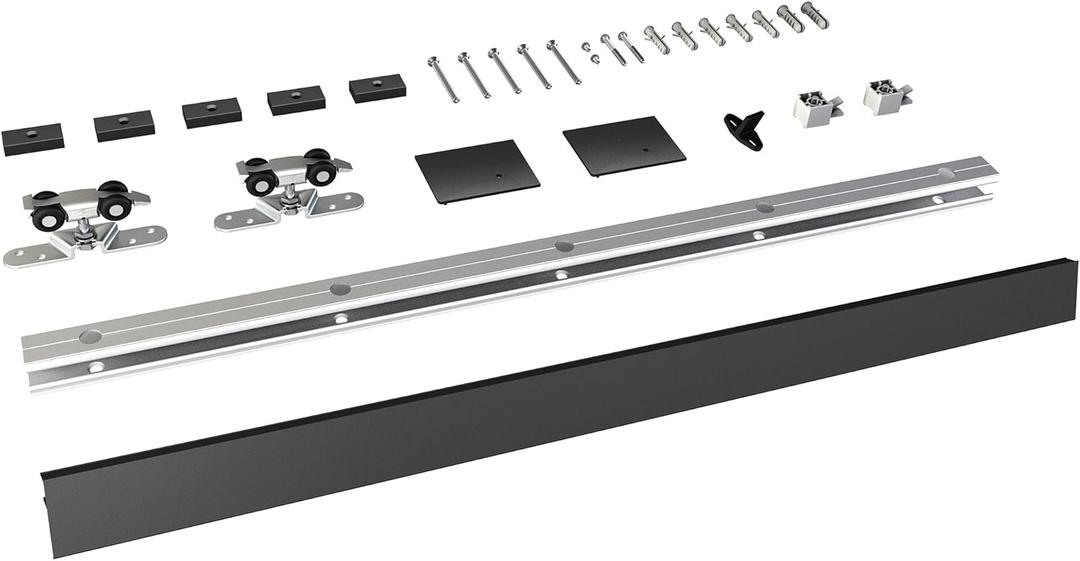 JUBEST 6FT Barn Door Hardware Kit, Aluminium Alloy Box Rail Hardware, Low Clearance Sliding Door Track for Classic Modern Interior Single Wooden Door,Black