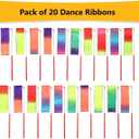Dervea 20 Pack Ribbon Dancing Wands Party Favors for Kids, Rainbow Birthday Decorations, Princess Party Supplies, Girls Party Games, Gymnastics Goody Bag Stuffers (Rainbow)