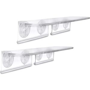 Window Garden Double Veg Ledge - Window Shelf for Plants, Clear Acrylic Shelves - Suction Cup Indoor Plant Holder - Glass Window Sill Extender for Microgreens Kit, Seed Starter Pots, Planters (2 Pack)