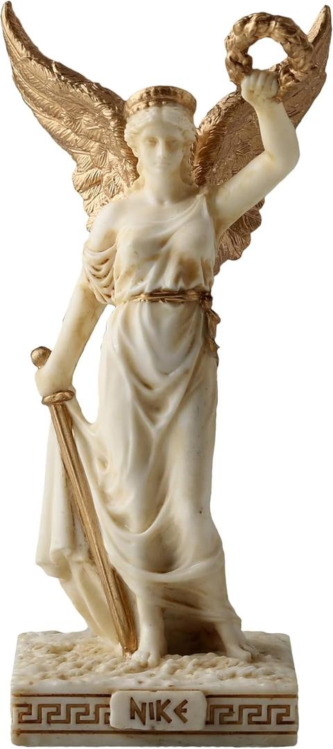 Veronese Design 4 Inch Nike Greek Goddess of Victory Resin Miniature Hand painted White Gold Finish