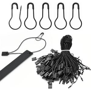 500Pcs Hang Tag Fasteners Black Nylon Snap Lock and 500Pcs 0.8 Inch Black Metal Ground Pins Clothes Tag Pins for Crafting and DIY
