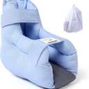 Heel Protector for Pressure Sores Relief  Foot Pillow for Bedridden Patients, Ankle Cushion for Heel Pain, Open Heel Design for Ulcer Prevention, Includes Laundry Bag (Blue -One Count (1pc)with Laundry Bag)
