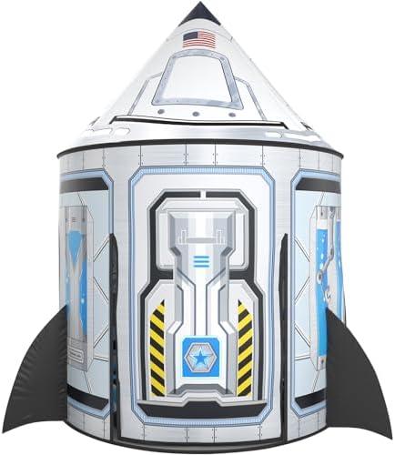 Wilwolfer Rocketship Tent for Kids: Space Toys for Kids-Space Decor for Boys Room-Outdoor Toys for Toddlers