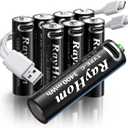 USB Rechargeable Lithium Batteries AA - 8-Pack Double A Batteries, Rechargeable AA Li-ion Battery with 2 USB-C 2-in-1 Charging Cable, 1.5V 3400mWh, Charges 1.5 Hours, Over 1000+ Cycles (Li-ion-8 Pack)