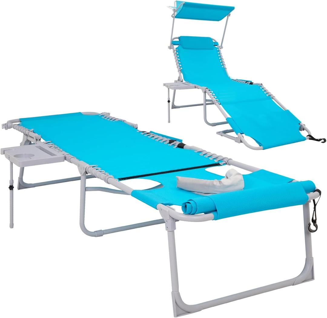 #WEJOY 4 in 1 Tanning Chair with Face Hole & Canopy & Side Table, 5 Positions Adjustable Folding Waterproof Facedown Chaise Lounge with Pillow Quick Dry for Beach Pool Outdoor Camping Patio (Blue) #WEJOY 4 in 1 Tanning Chair with Face Hole & Canopy & Side Table, 5 Positions Adjustable Folding Waterproof Facedown Chaise Lounge with Pillow Quick Dry for Beach Pool Outdoor Camping Patio (Blue)