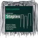 FEED GARDEN 4 Inch 50 Pack Galvanized Landscape Staples 11 Gauge Anti-Rust Garden Stakes Landscaping Fabric SOD Pins Yard Stakes for Weed Barrier Fabric