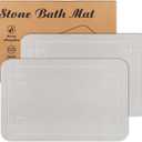 Stone Bath Mat, Super Absorbent Diatomaceous Earth Shower Mat, Non-Slip Fast-Drying Bathroom Floor Mats, 23.6'' 15.4", Greyish White, 2 Pack