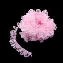 Double-Layer Pleated Chiffon Lace Trim Wide Pink Ruffled Tulle Trim with Gold Thread Edge Gathered Edging Trimmings Fabric Ribbon for DIY Sewing Crafts Dress Embellishments