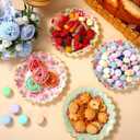 Pasimy 64 Pcs Floral Vintage Plates Paper Tea Party Tableware Set 9 Inch and 7 Inch Plates for Tea Party Birthday Baby Shower Wedding Bachelorette Supplies (Rose)