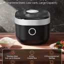 Low Carb & Low Sugar 8 Cup Rice Cooker Stainless Steel Inner Pot PFAS-Free Dishwasher Safe, Large Capacity Rice Cooker Family With 8 Menu Options,Steamer Basket, 24H Delay Timer Auto Keep Warm,Black