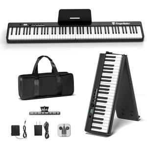 FingerBallet Portable Piano Keyboard, Semi-Weighted Folding Digital Piano 88 Key, Full Size, Wood Grain, Electric Piano Keyboard w/MIDI Bluetooth, Suitable for Adult, Toddler, Kids FingerBallet Portable Piano Keyboard, Semi-Weighted Folding Digital Piano 88 Key, Full Size, Wood Grain, Electric Piano Keyboard w/MIDI Bluetooth, Suitable for Adult, Toddler, Kids