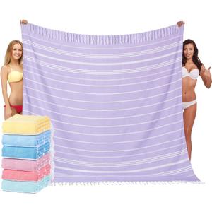 Giant Turkish Beach Towel Blanket 85x75 Cotton XXL Extra Large Oversided Bath Pool Blankets XL Huge Bed Sand Free Throw Towels Picnic Outdoor Big Quilt Necessities Cloud Gifts for Adult (XXL(8575 in,215190 cm), Purple)