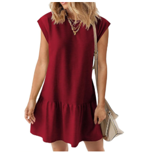 BLENCOT Womens Summer Dresses Casual Cap Sleeve Spring Ruffle Mini Sporty Sweatshirt Trendy Tshirt Dress