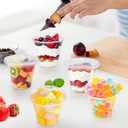 Lamosi 100 Pack 9 oz Clear Plastic Cups with Lids, Disposable Cups with Flat Lids No Hole, Ideal for Ice Cream, Cold Drinks, Fruit, Dessert, Yogurt Parfait