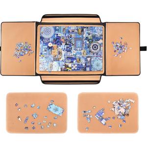 1500 Pieces Jigsaw Puzzle Board, Portable Puzzle Board, 25"35.43" Jigsaw Puzzle Table Board, Puzzle Keeper Puzzle Caddy with Sorting Trays & Detachable Board,Non-Slip Surface