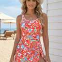 ROSEWE Womens Two-Way Wear One Piece Swimsuits, Tummy Coverage Modest Bathing Suits, Print Swimdress for Summer, XL