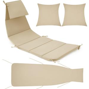 Duraaamo Set of 4 Outdoor Hanging Lounge Chair Cushion Replacement Cushion Cover and Umbrella Fabric, Patio Pads for Curved Chaise Hammock Floating Porch Swing, Waterproof&Humidity(Beige)