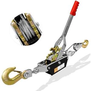 SENKEYFE Come Along Winch Heavy Duty, 2T 2 Gears Come Along Pulling Tool, Cable Winch Puller with 2 Hooks, Come Along Power Puller Ratchet Tool, Manual Winch Ratchet Tool for Towing Lifting