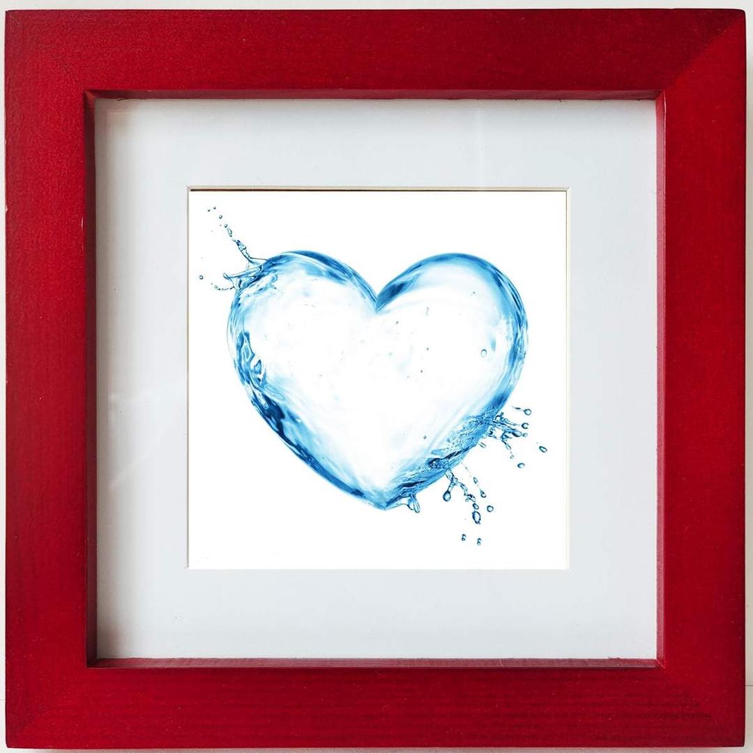 6x6 Picture Frames Red Wood, 4x4 Picture Frame with Mat, Square Solid Wood Frames, 2 panels (1 glass, 1 plexiglass), The Table, The Wall.