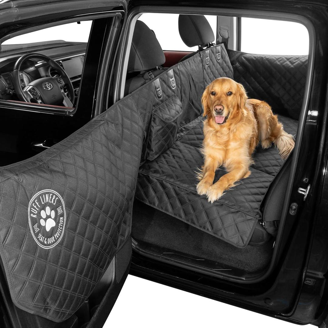Ruff Liners Medium Back Seat Extender for Dogs, Black  As Seen on Shark Tank  Hard Bottom Platform for Cars, SUVs & Mid-Size Trucks, 400lb Support, Waterproof  Rigid Back Seat Cover for Dogs