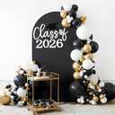 Class of 2026 Sign for Backdrop - Felt Class of 2026 Congrats Grad Decal Sign for Graduation Balloon Arch Backdrop Grad Party Decorations Photo Props (White)