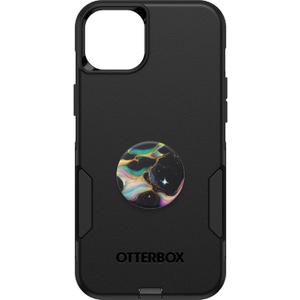 OtterBox Bundle iPhone 15 Plus and iPhone 14 Plus Commuter Series Case - (Black) + PopSockets PopGrip - (Electric Oil Slick), Slim & Tough, Pocket-Friendly, with Port Protection, PopGrip Included