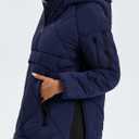 Cicy Bell Women's Quilted Puffer Pullover Jackets Oversized Half Zip Puffy Hooded Outerwear Warm Winter Coats (L)