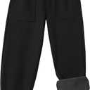 Toddler Fleece Lined Warm Snow Hiking Pants Baby Boys Girls Winter Ski Sweatpants Kids Running Joggers, Size 5T (Black)