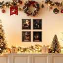 XUNLURY Vintage Moody Christmas Diamond Art Kits 4 Pcs, Dark Academia Santa Books Fireplace Xmas Bell Diamond Painting Kits for Adults Beginners, Full Drill Diamonds Dots for Home Decor, 9.8x11.8 Inch