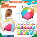Kacctyen 12 Pcs Beach Ball Drawstring Bags Beach Ball Goodie Bags Summer Drawstring Backpack for Kids Summer Basket Pool Party